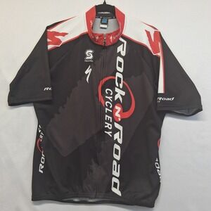 Squadra Rock N Road Cyclery Mens 3XL Cycling Jersey Black Red Full Zip 1245